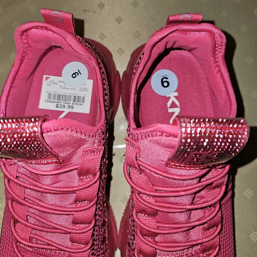 DKNY Pink Studded Sneakers Sz 9 - Picture 3 of 8